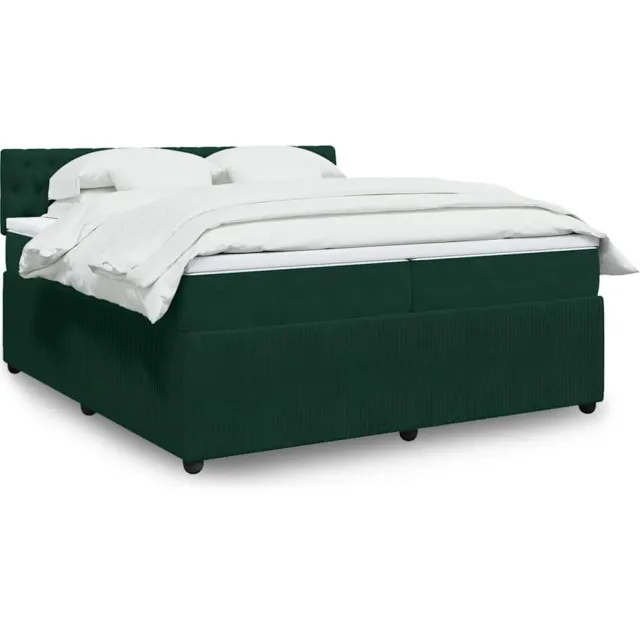 vidaXL Boxspring met matras fluweel donkergroen 200x200 cm groen