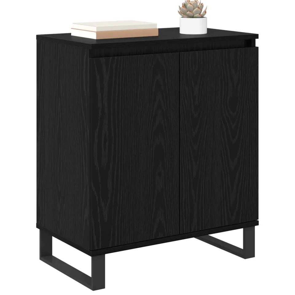 vidaXL Dressoir Zwart Eiken 60 x 35 x 70 cm Bewerkt hout