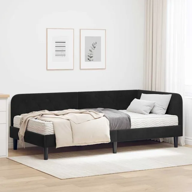 vidaXL Hoekbedframe Zwart 90 x 200 cm Fluweel