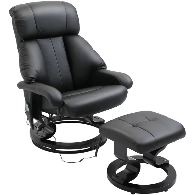 Homona Massagefauteuil met hocker - Met 10 vibratiepunten en afstandsbediening - Met verstelbare rugleuning - 76 x 80 x 102 cm - Zwart