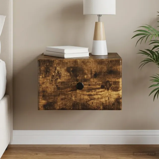 vidaXL Wandbeugel Bedkast Gerookt eiken 34,5 x 33 x 20 cm Bewerkt hout, foto 2