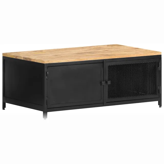 vidaXL Salontafel 90x50x37 cm massief ruw mangohout Zwart