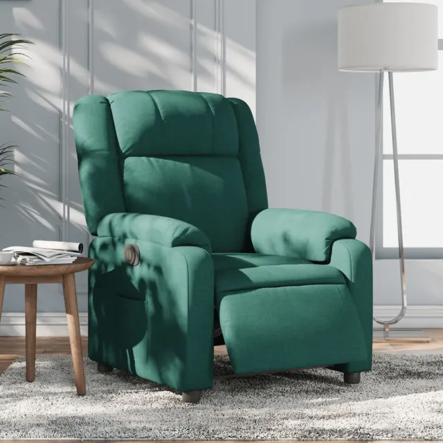 vidaXL Fauteuil verstelbaar elektrisch stof donkergroen groen