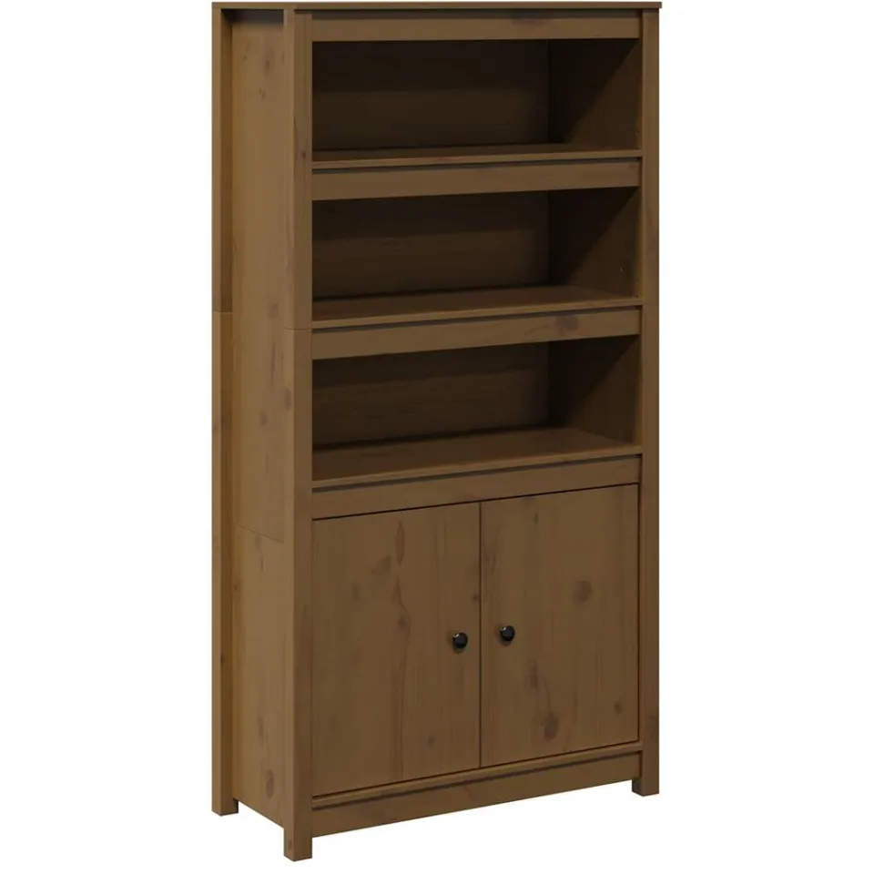 vidaXL Hoge kast 80x35x154 cm massief grenenhout honingbruin