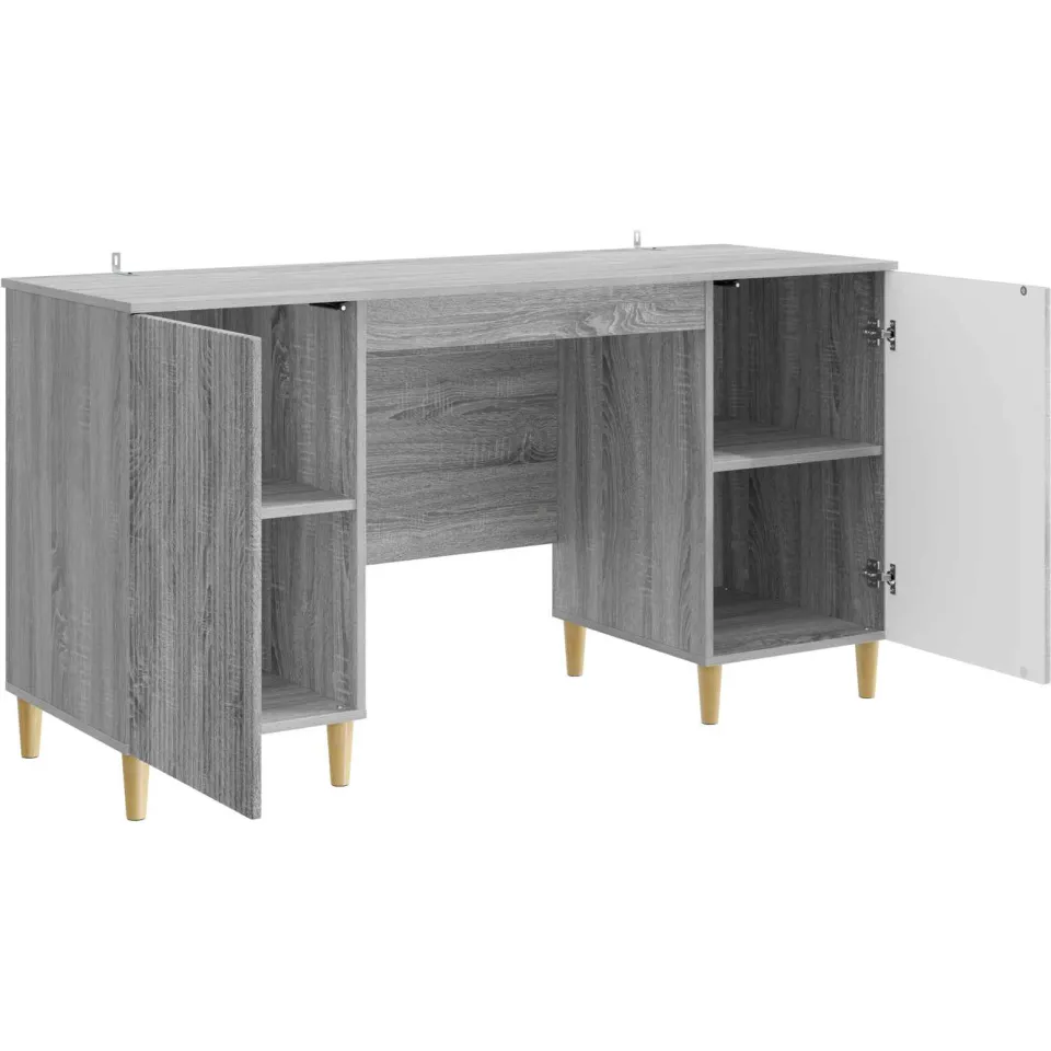 vidaXL Bureau met plank Grijs sonoma 142,5 x 50 x 75 cm Bewerkt hout, foto 3