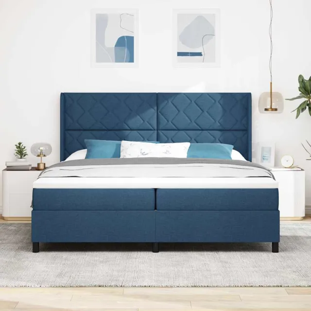 vidaXL Boxspringbed met kussen met hoofdeinde Blauw 200 x 200 cm Stof