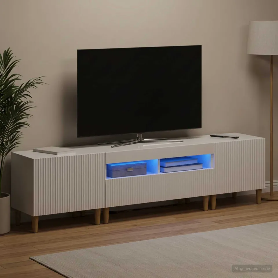 vidaXL 3-delige LED TV-kast ARNHEM 3 st Hoogglans Wit Bewerkt hout, foto 3