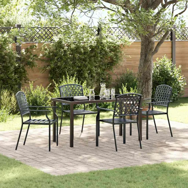 vidaXL Tuin eettafelset 5 st Antraciet Gepoedercoat staal