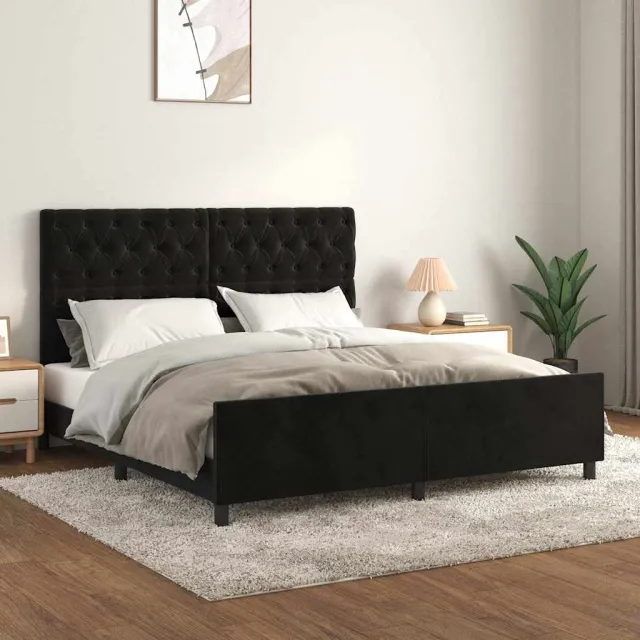 vidaXL Bedframe zonder matras 160x200 cm fluweel zwart