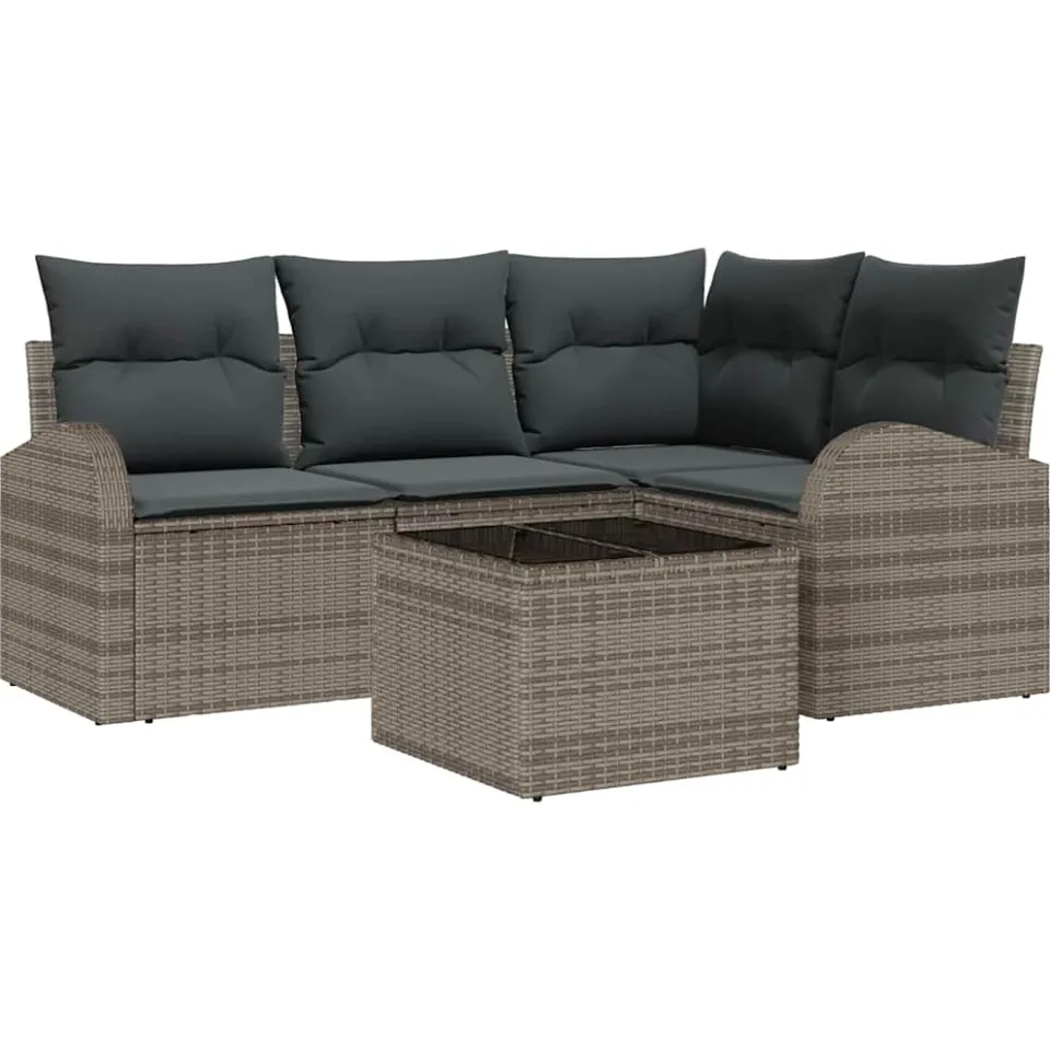 vidaXL Tuinbankenset 5 st Grijs poly rattan