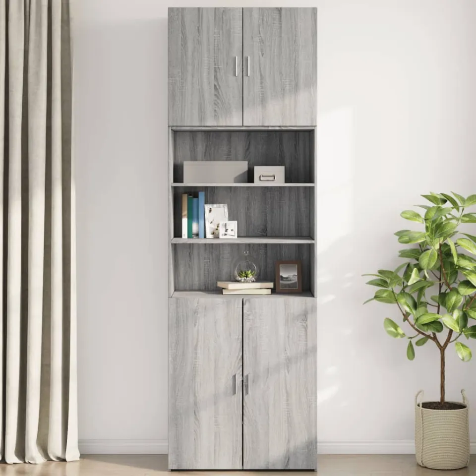 vidaXL Wandkast 80x42,5x64 cm bewerkt hout grijs sonoma eikenkleurig, foto 2