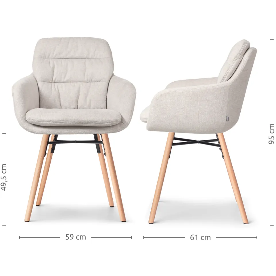 Nolon Nena-Mia eetkamerstoel beige - houten onderstel, foto 3
