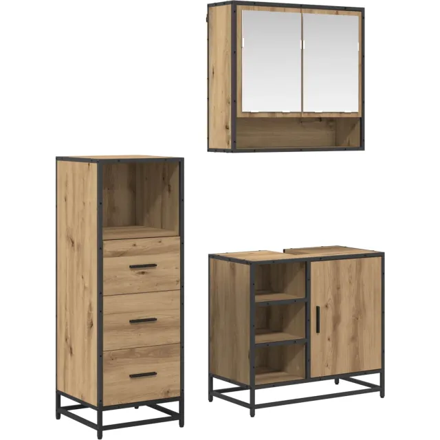 vidaXL Badkamermeubelset 3 st Artisan Eiken Bewerkt hout Bruin
