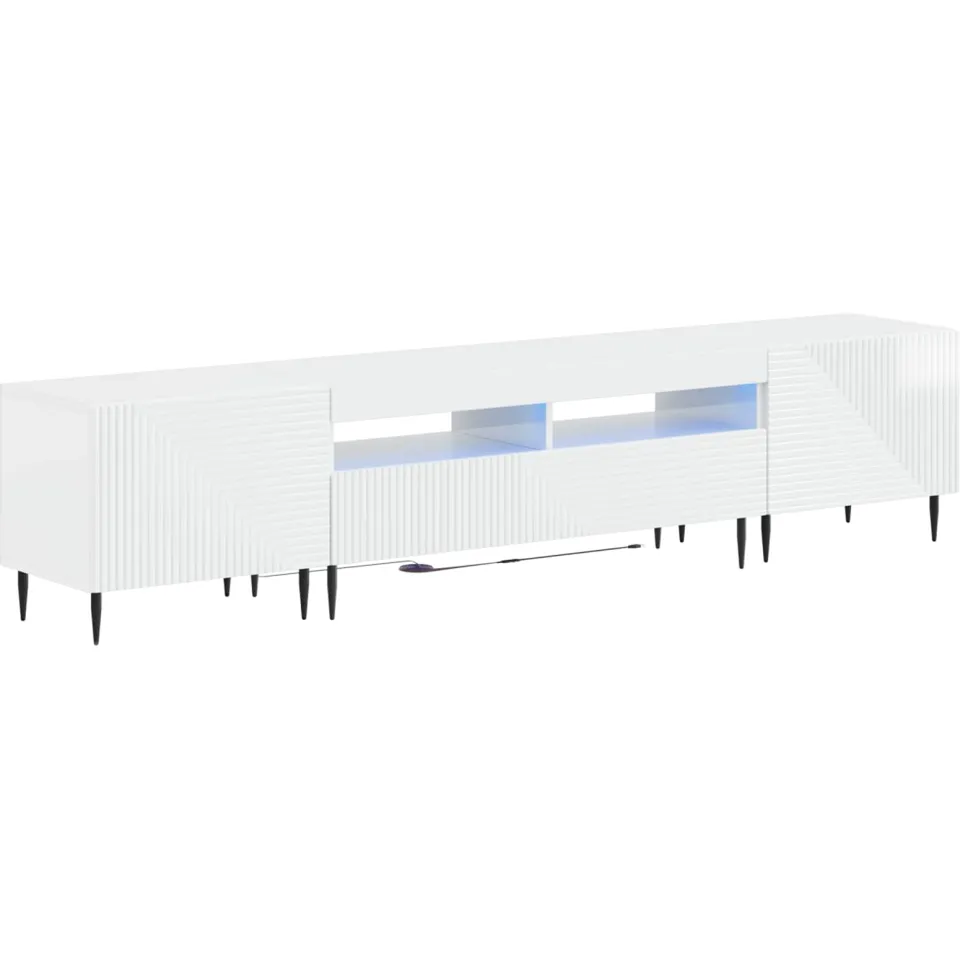 vidaXL 3-delige LED TV-kast Hoogglans Wit Bewerkt hout