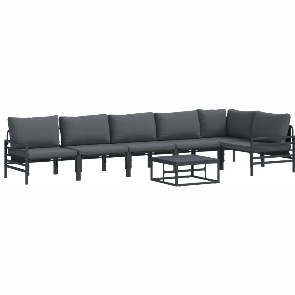 vidaXL Tuinbankenset 7 st Zwart Staal Anthraciet