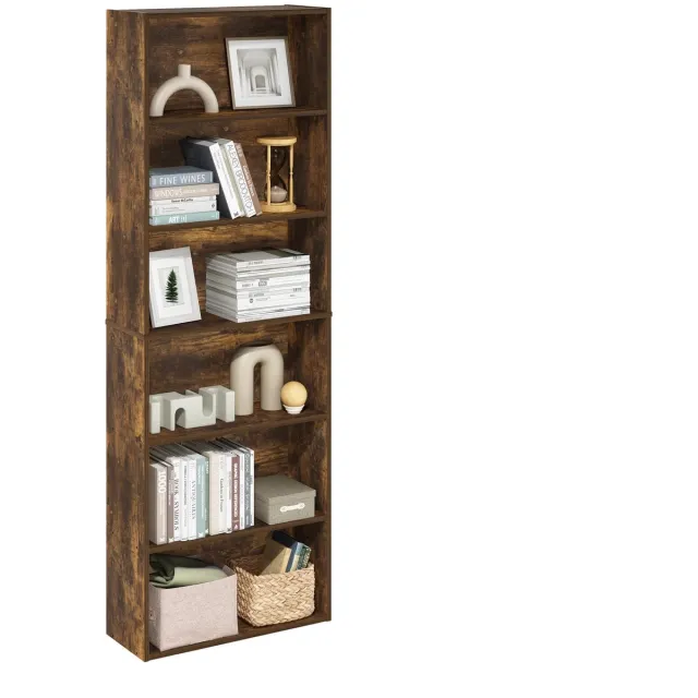 Ibenzoa Vrijstaand boekenkast met zes ruime planken in amberkleurig hout Bruin