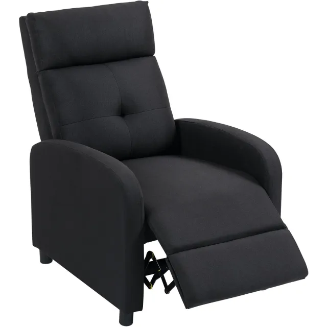 Homona Relaxfauteuil met voetensteun - Verstelbare rugleuning tot 155° - Met tasvering - 67 x 87 x 98 cm - Zwart