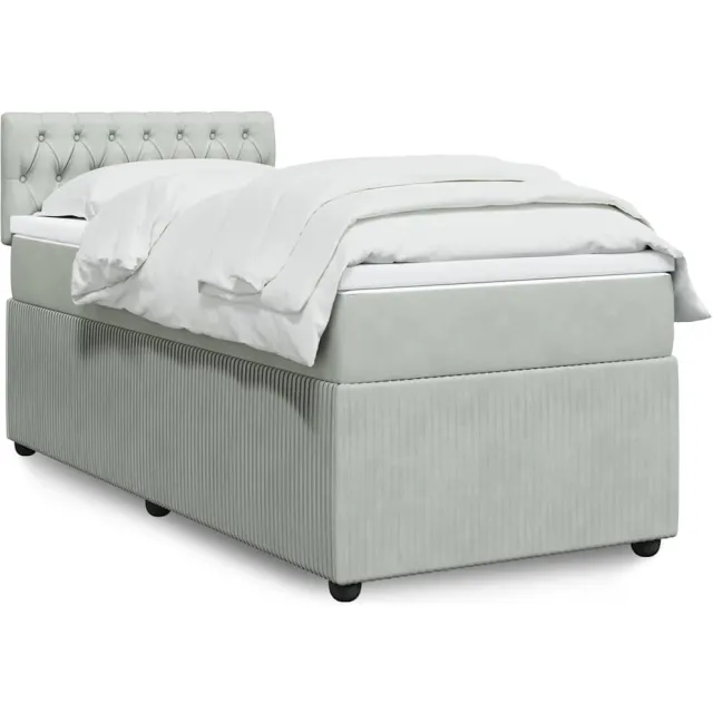 vidaXL Boxspring met matras fluweel lichtgrijs 90x190 cm grijs