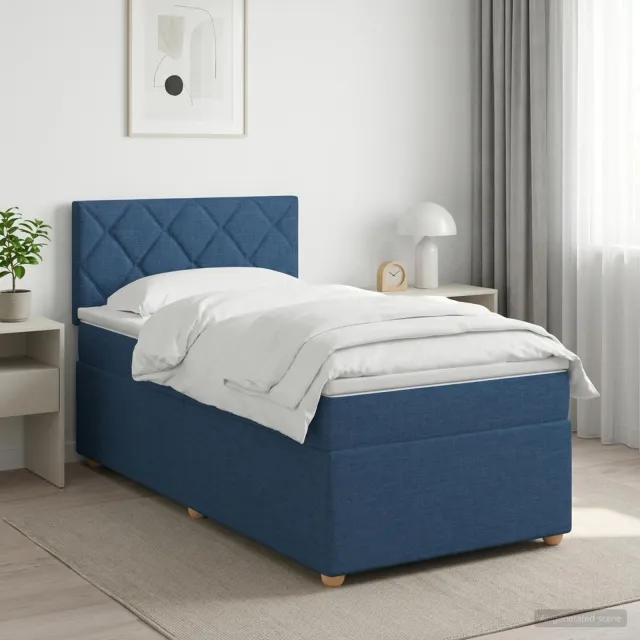 vidaXL Boxspringbed met matras met hoofdeinde Blauw 80 x 200 cm Stof