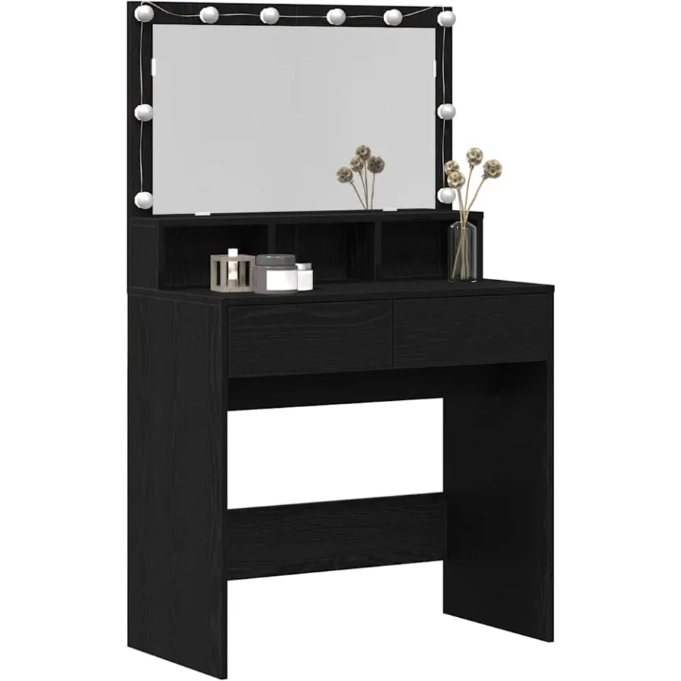 vidaXL Plafondtafel Zwart Eiken 80 x 41 x 134,5 cm Bewerkt hout