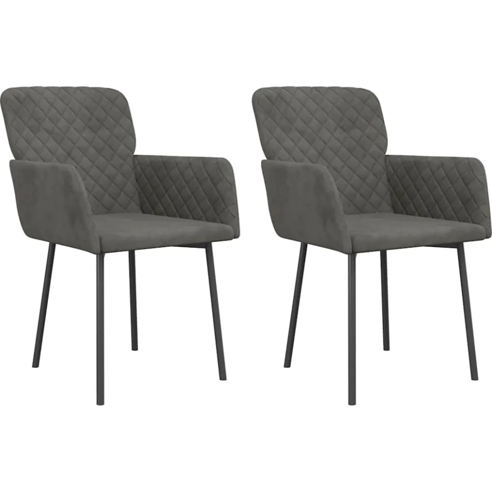 vidaXL Eetkamerstoelen 2 st fluweel donkergrijs grijs, foto 3