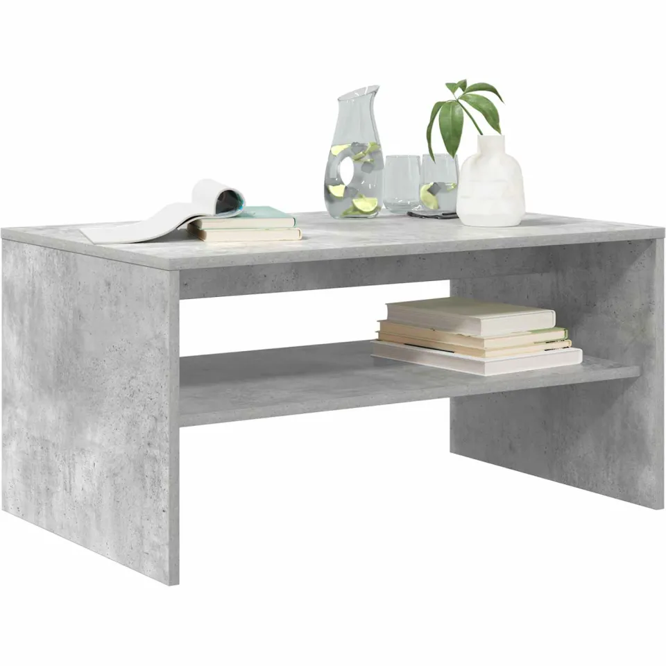 vidaXL Salontafel Beton Grijs 80 x 50 x 40 cm Bewerkt hout
