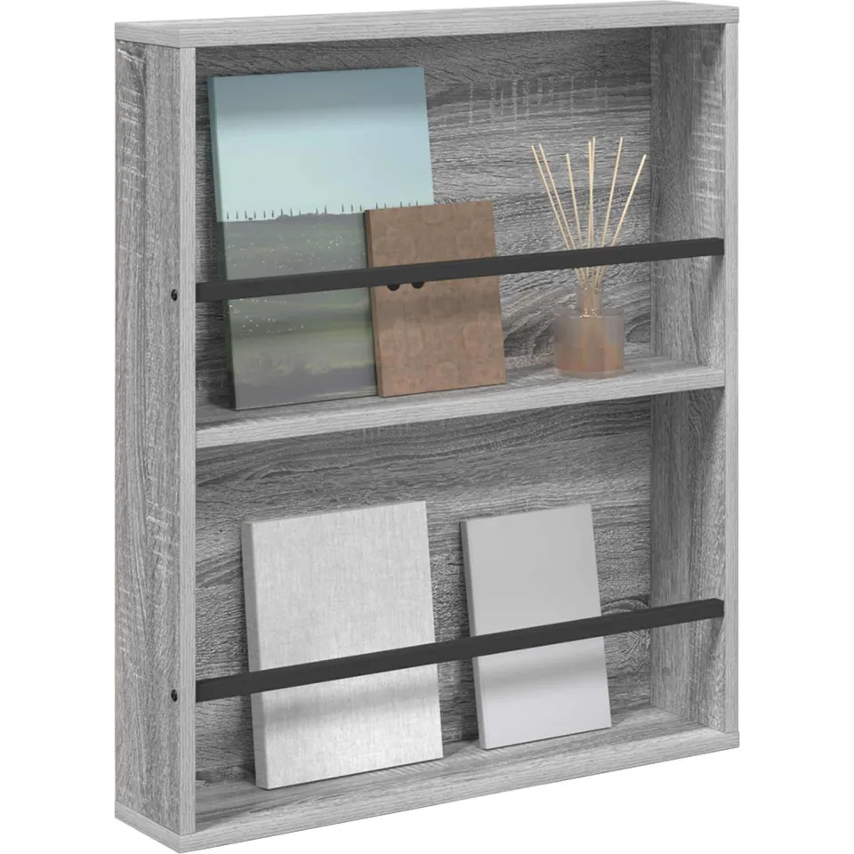 vidaXL Tijdschrift Rek Grijs Sonoma 60 x 12 x 70 cm Bewerkt hout