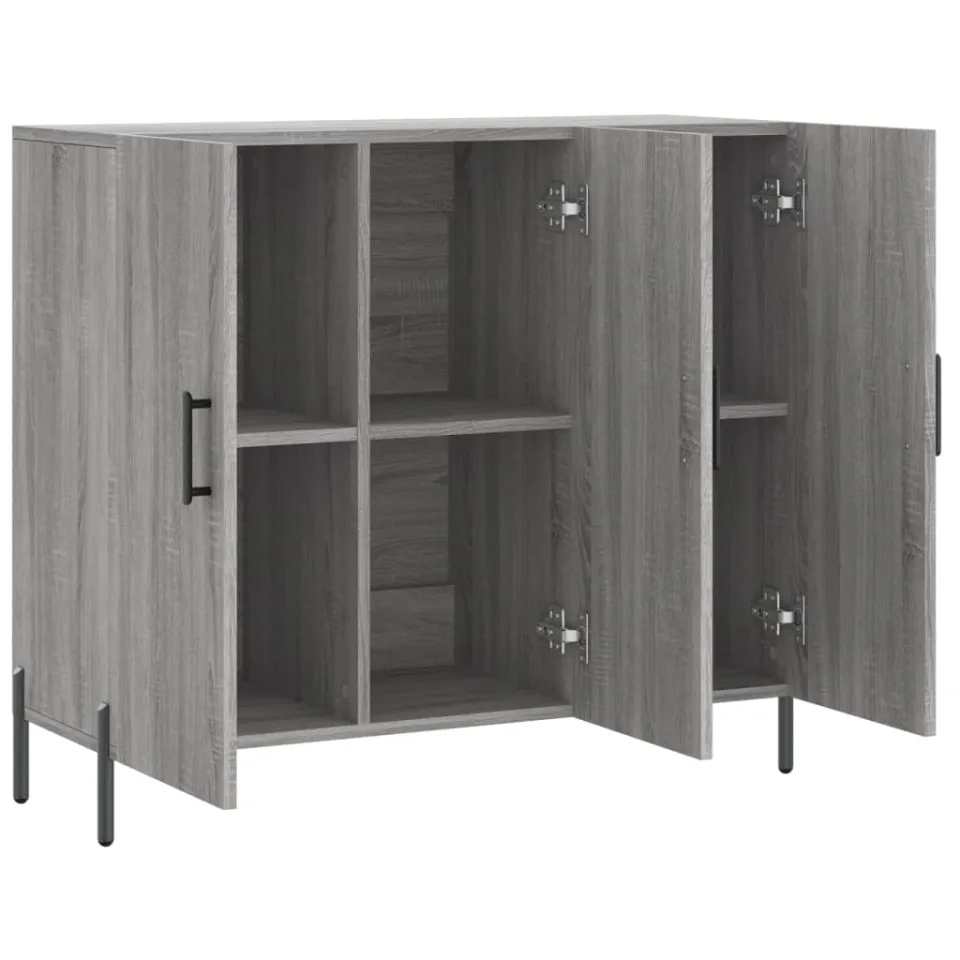vidaXL Dressoir 90x34x80 cm bewerkt hout grijs sonoma eikenkleurig