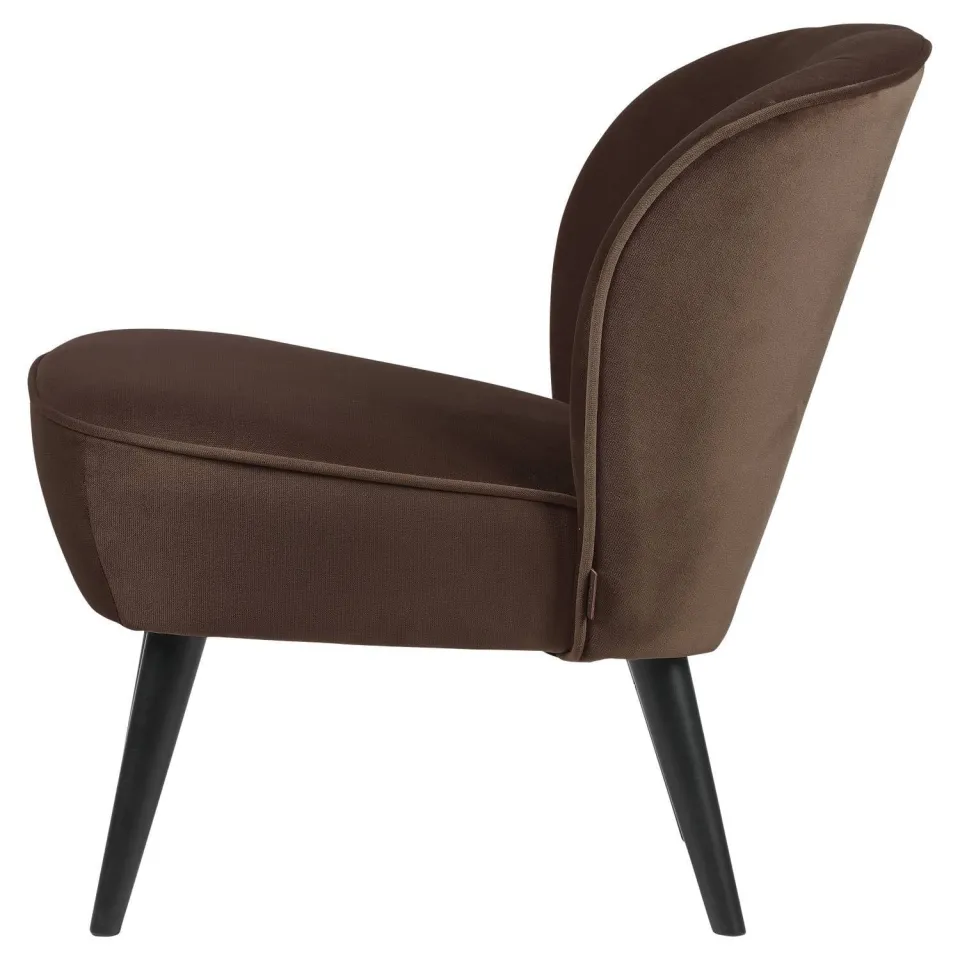 WOOOD Sara Fauteuil - Velvet - Donkerbruin - 71x59x70, foto 2