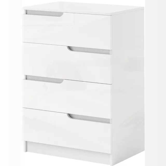 Merax Ladekast 60x40x85 cm – Kast met 4 Laden Hoogglans Wit – Opbergkast voor Slaapkamer en Woonkamer