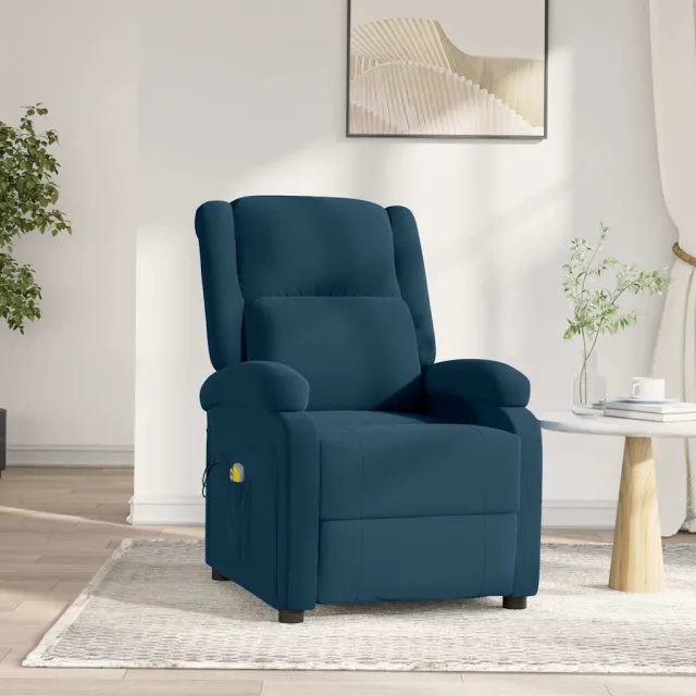 vidaXL Massagestoel elektrisch verstelbaar fluweel blauw, foto 2