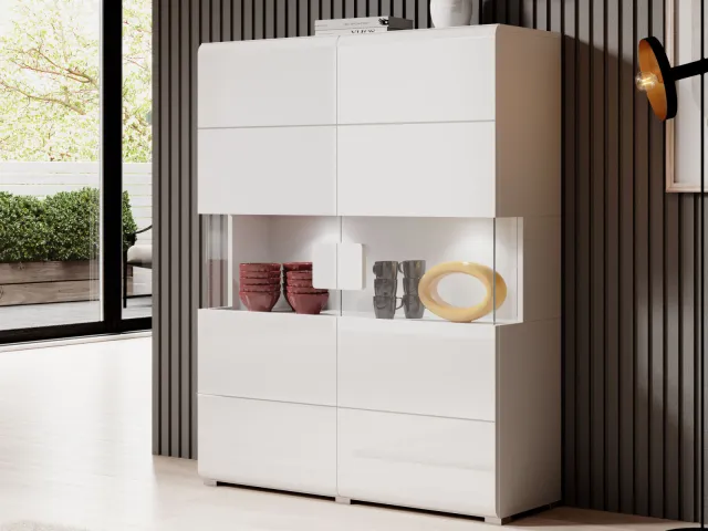 Mobistoxx Vitrinekast TOMASSON 2 deuren wit/hoogglans wit