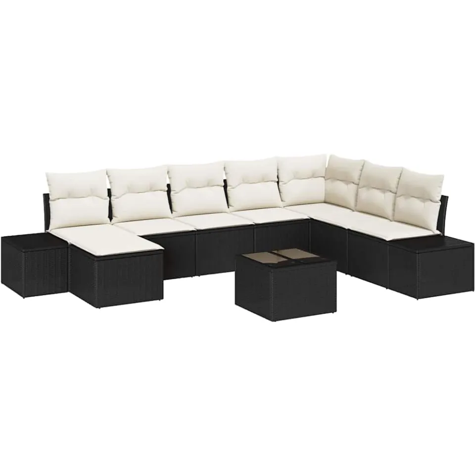 vidaXL Tuin Sofa Set 8 st Zwart en Crème poly rattan