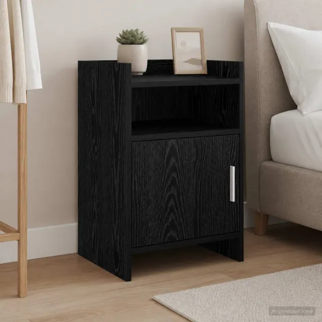 vidaXL Nachtkastjes Zwart eiken 40 x 36 x 60 cm Bewerkt hout, foto 2