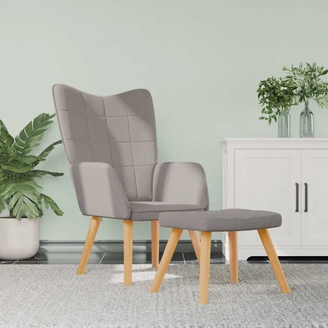 vidaXL Relaxstoel met voetenbank stof taupe