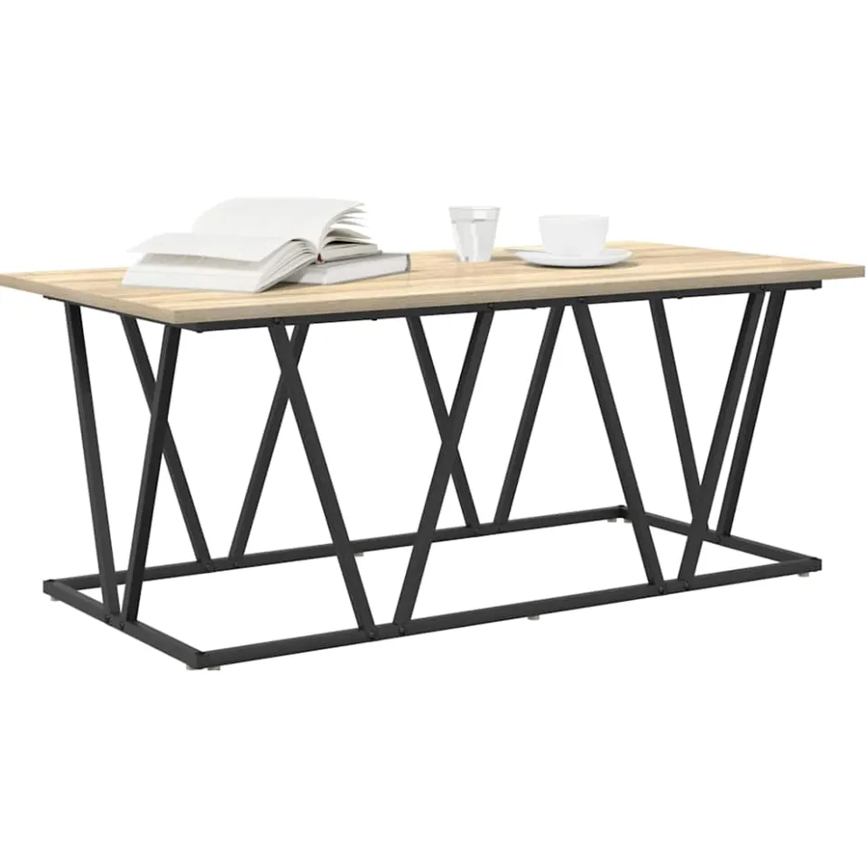 vidaXL Salontafel Sonoma Eiken 100 x 50 x 40 cm Bewerkt hout en metaal Bruin