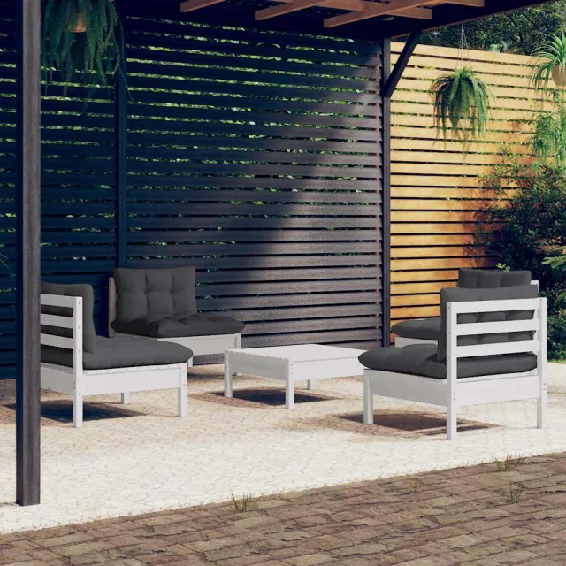 vidaXL 5-delige Loungeset met antracietkleurige kussens grenenhout, foto 2