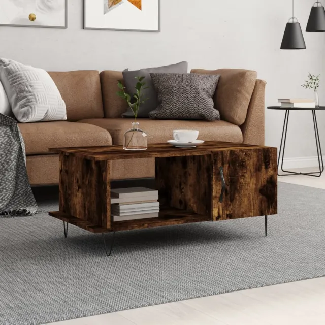 vidaXL Salontafel 90x50x40 cm bewerkt hout gerookt eikenkleurig, foto 2
