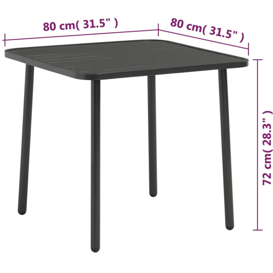 vidaXL Tuintafel 80x80x72 cm staal donkergrijs grijs, foto 3