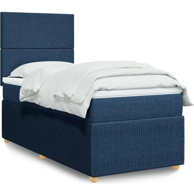 vidaXL Boxspring met matras stof blauw 80x200 cm