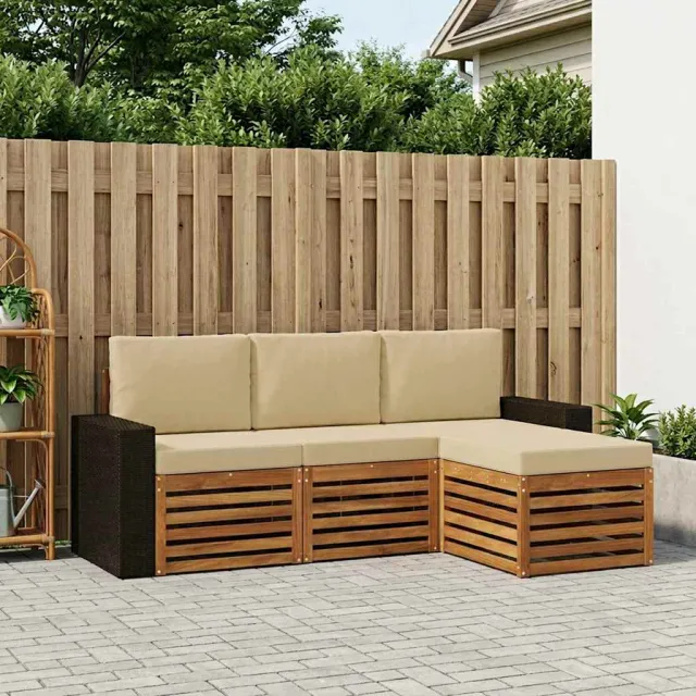 vidaXL Buiten bankenset 4 st 4-zits Natuurlijk en Beige
