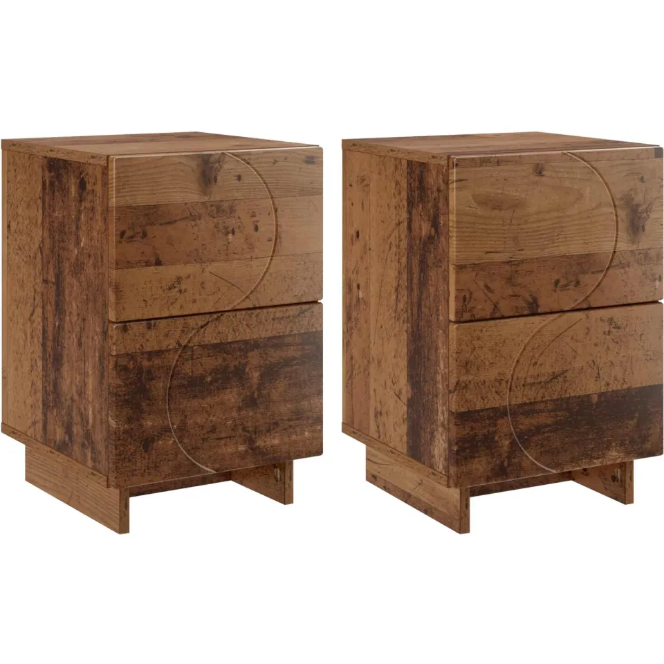 vidaXL Nachtkastje 2 st Oud hout 33,5 x 34,5 x 50 cm Bewerkt hout bruin, foto 3