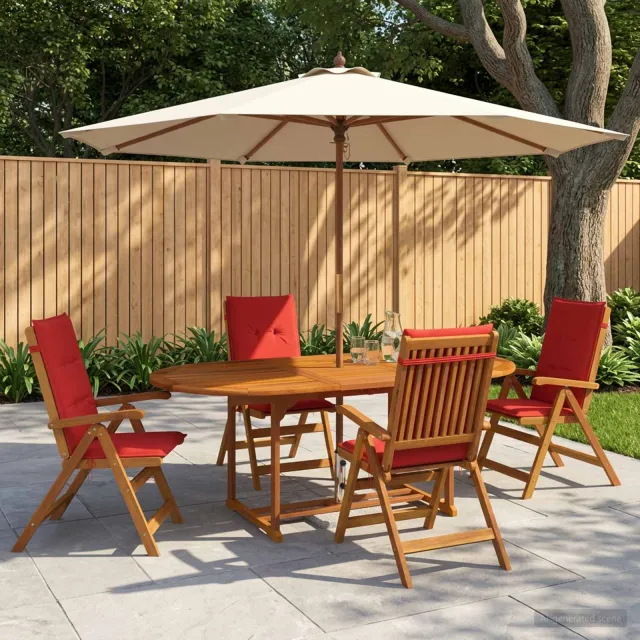 vidaXL 5-delige tuin eetset Naturel Massief Acaciahout Bruin