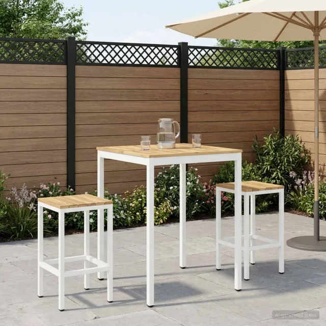 vidaXL Tuinbar Tafel NAARDEN Witgewassen 80 x 80,5 x 105 cm, foto 2