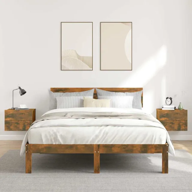 vidaXL Nachtkastjes 2 st 40x30x30 cm bewerkt hout gerookt eikenkleurig, foto 2