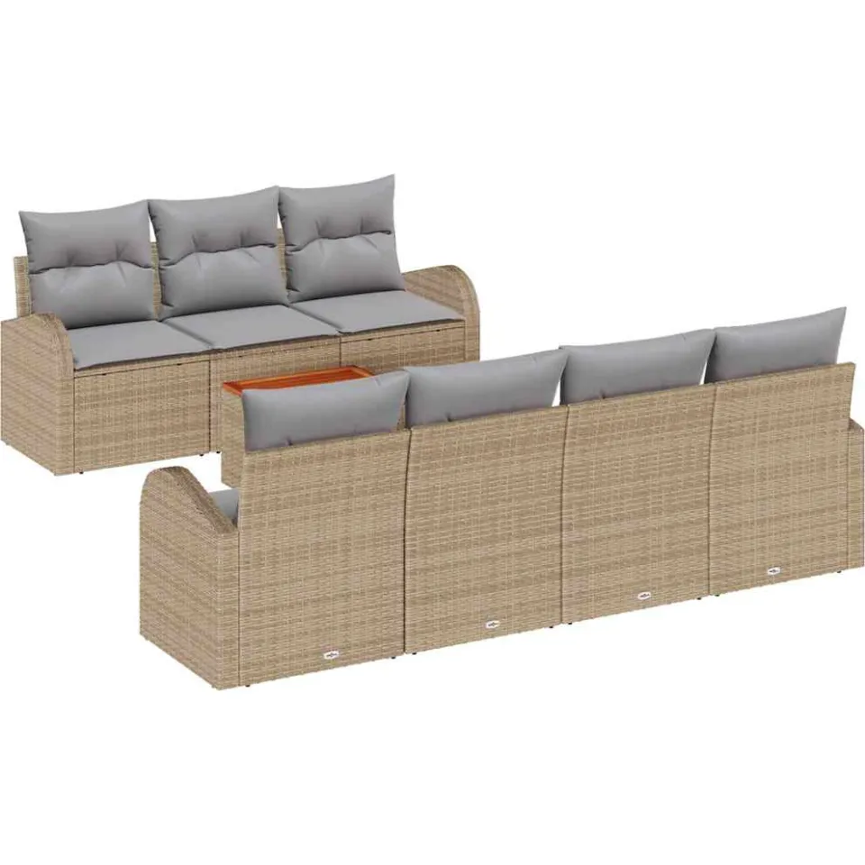 vidaXL Tuinbankenset 8 st Beige en Licht Grijs poly rattan