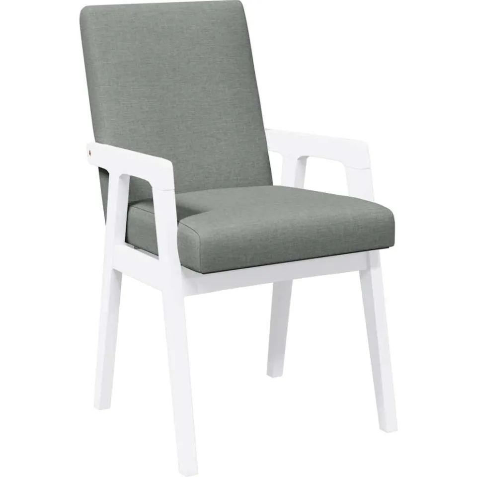 vidaXL Eetkamerstoelen met kussens 2 stuks wit massief hout rubber, foto 4