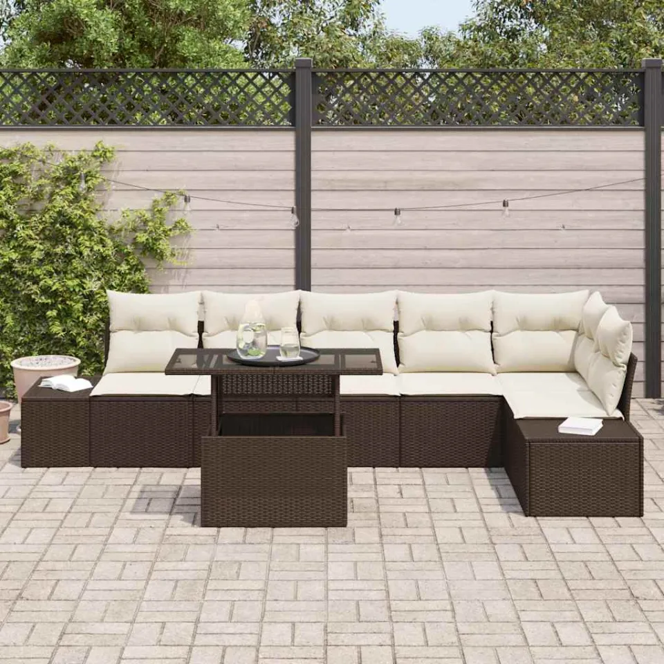 vidaXL Tuin Sofa Set 7 st Bruin poly rattan, foto 3
