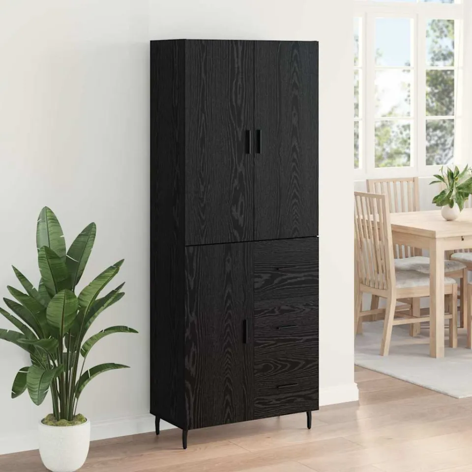 vidaXL Hoge kast 2 st Zwart eiken 69,5 x 34 x 180 cm Bewerkt hout, foto 4