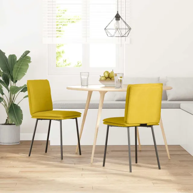 vidaXL Eetkamerstoelen 2 st fluweel geel, foto 2
